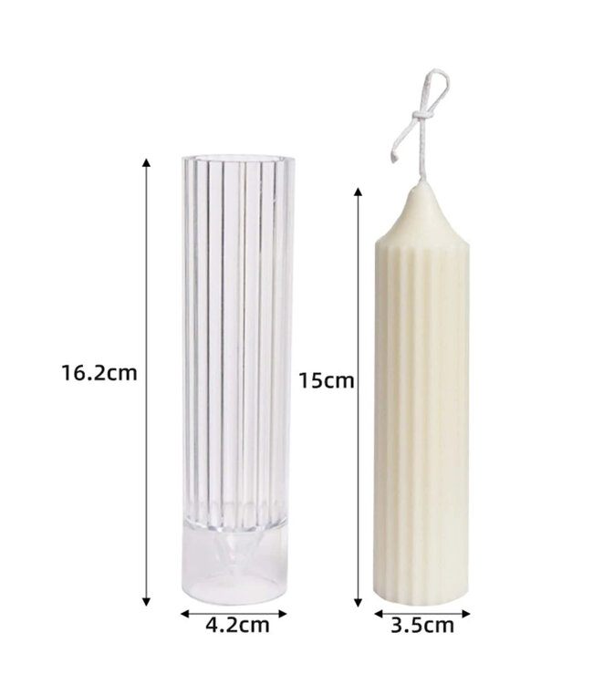 Kaarsenmal Klokaars Ribbel Ø 42 x162 mm  - Kaarsen benodigdheden