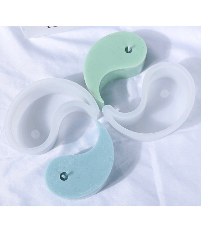 Siliconen kaarsenmal Ying Yang (2 st.) 50x85 mm - Kaarsen maken