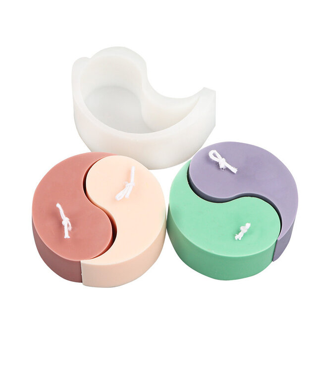 Siliconen kaarsenmal Ying Yang (2 st.) 50x85 mm - Kaarsen maken