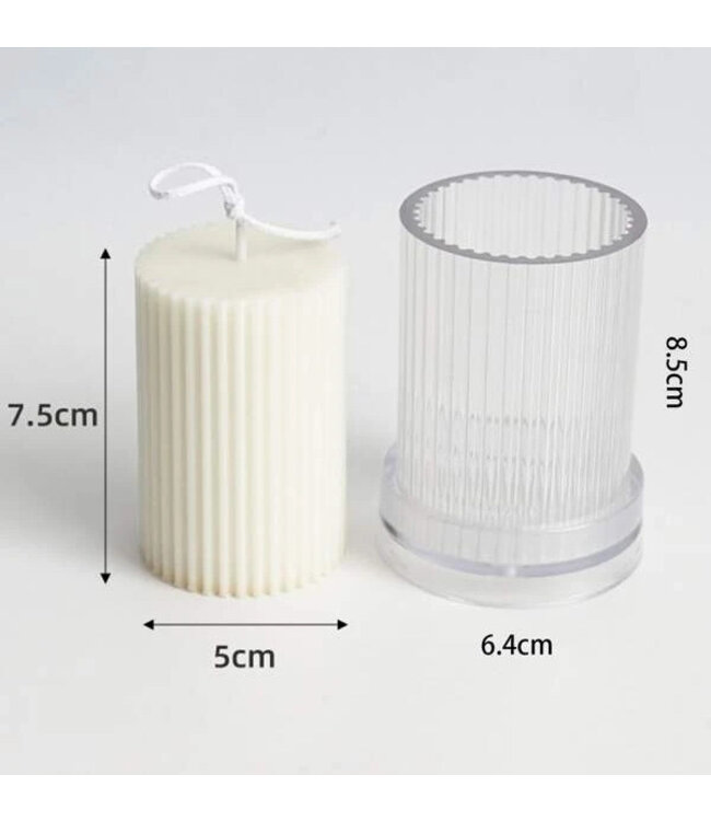 Kaarsenmal Stompkaars Ribbel Ø 64 x 85 mm - Kaarsen benodigdheden