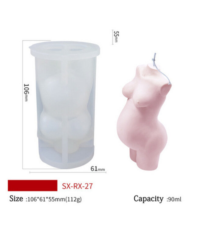 Siliconen kaarsenmal Zwangere Vrouw 106x61x55 mm - Kaarsen maken