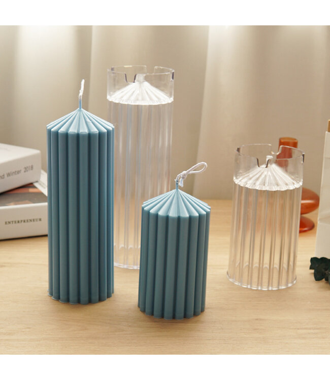 Kaarsenmal Klokkaars Ribbel Ø 80 x147 mm  - Kaarsen benodigdheden