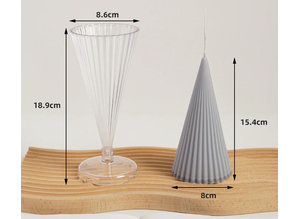 Kaarsenmal Kegelkaars Ribbel Ø 86 x189 mm - Kaarsen benodigdheden