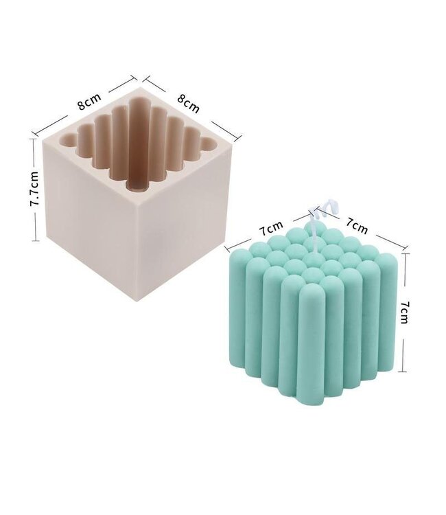 Siliconen kaarsenmal Bubble Block 80x80x78 mm - Kaarsen maken