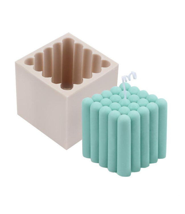 Siliconen kaarsenmal Bubble Block 80x80x78 mm - Kaarsen maken