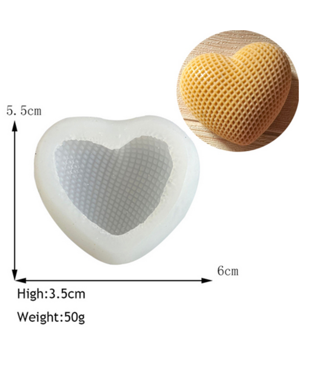 Siliconen kaarsenmal Hart Honingraat Small 60x55 mm - Kaarsen maken