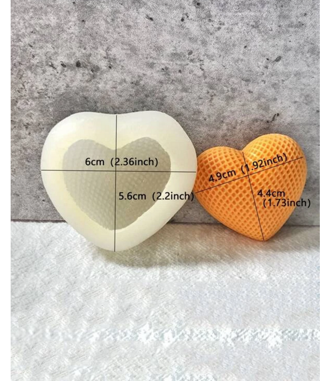 Siliconen kaarsenmal Hart Honingraat Small 60x55 mm - Kaarsen maken