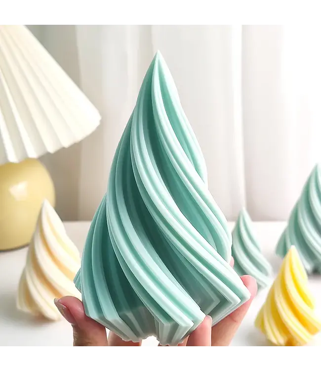 Siliconen kaarsenmal Christmas Tree Swirl Medium 103x73x60 mm - Kaarsen maken