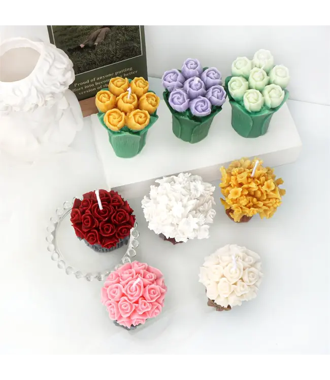 Siliconen kaarsenmal Boeket Tulpen 100x85 mm - Kaarsen maken