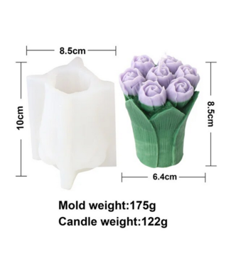 Siliconen kaarsenmal Boeket Tulpen 100x85 mm