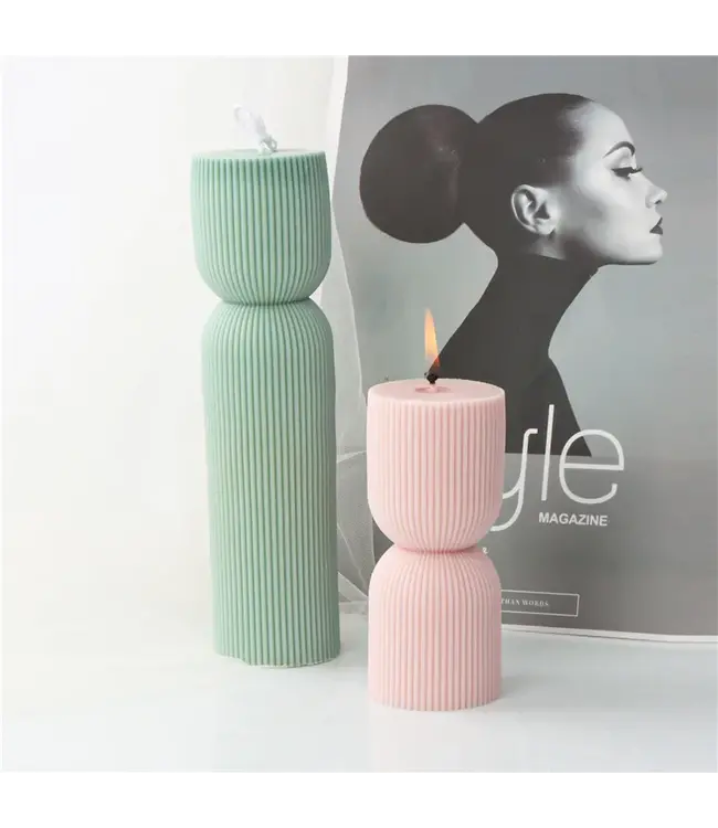 senmal Stompkaars Zandloper Ribbel 163 x66 mm  - Kaarsen maken