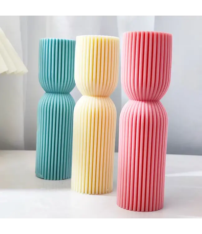 senmal Stompkaars Zandloper Ribbel 163 x66 mm  - Kaarsen maken