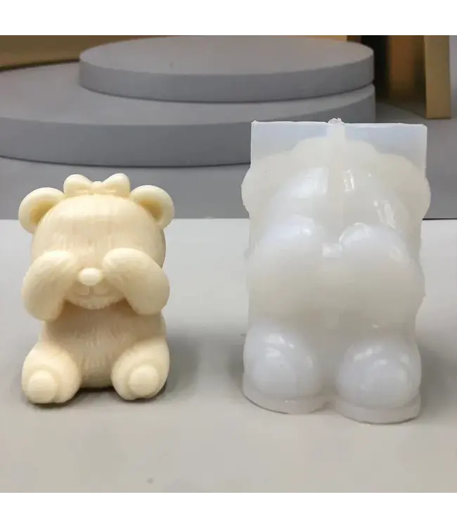 Siliconen kaarsenmal Verlegen Beertje 82 x 58 mm - Kaarsen maken