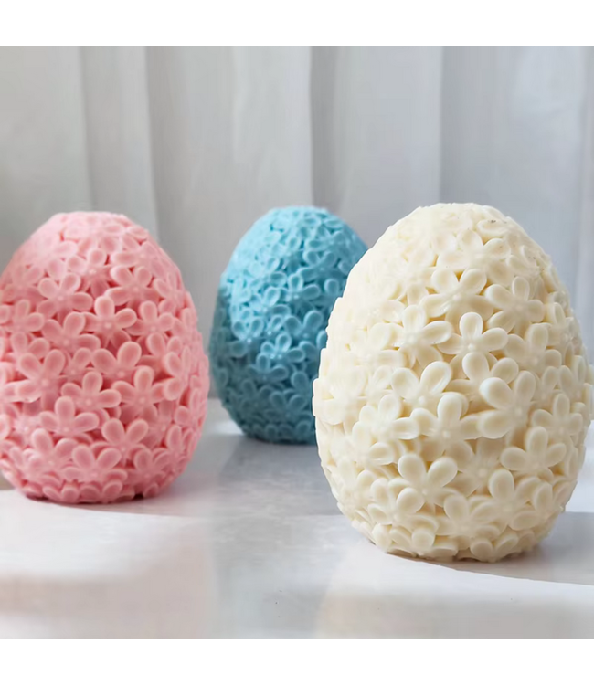 Siliconen kaarsenmal Ei met Bloem Reliëf 103x87 mm - Kaarsen maken