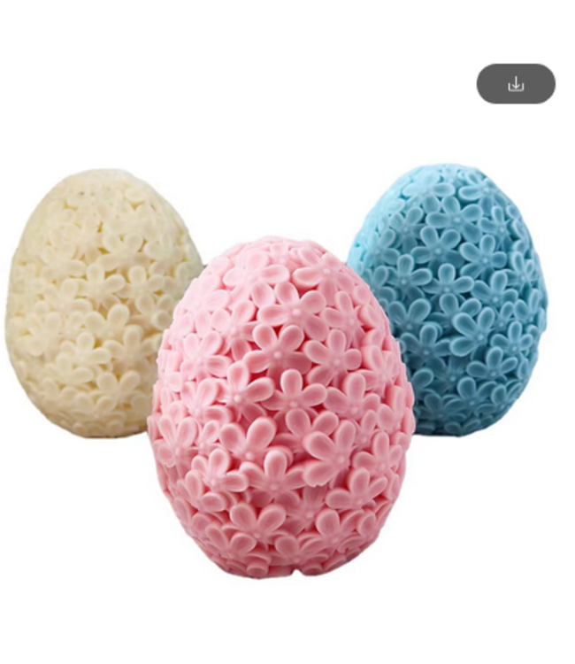 Siliconen kaarsenmal Ei met Bloem Reliëf 103x87 mm - Kaarsen maken