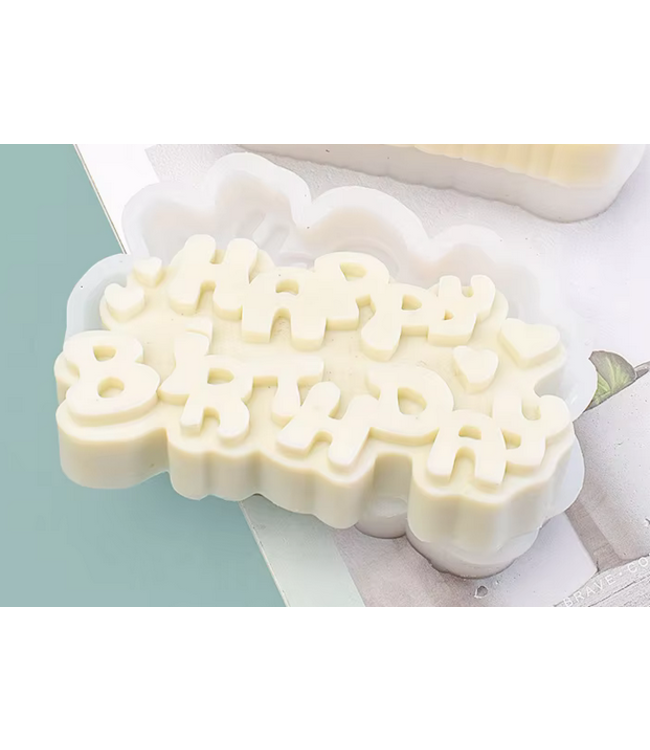 Siliconen kaarsenmal Happy Birthday 147x90x35 mm - Kaarsen maken