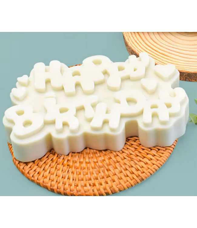 Siliconen kaarsenmal Happy Birthday 147x90x35 mm - Kaarsen maken