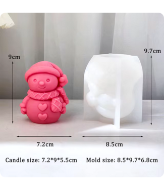 Siliconen Kaarsenmal Snowman Hearts 97x85 mm