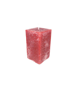 Kaars Vierkant Rustiek Rood 6x6x10 cm