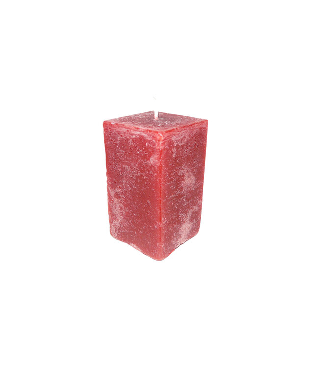 Kaars Vierkant Rustiek Rood 6x6x10 cm