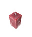 Kaars Vierkant Rustiek Rood 6x6x10 cm