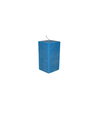 Handmade Kaars Vierkant Rustique Felblauw 6x6x10 cm