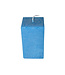 Handmade Felblauwe vierkante kaars met een rustique uitstraling
