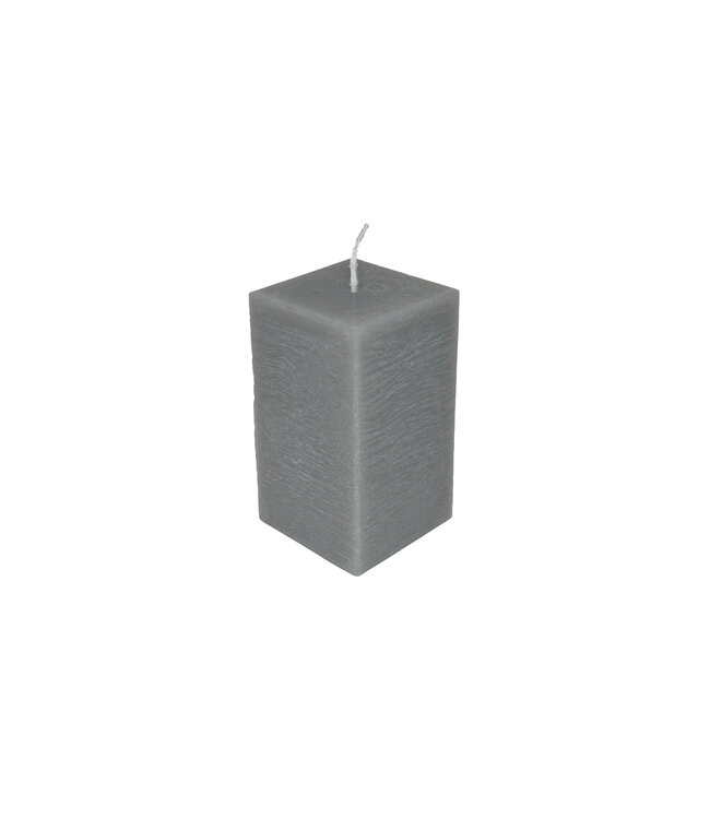 Handmade Grijse vierkante kaars met een rustique uitstraling