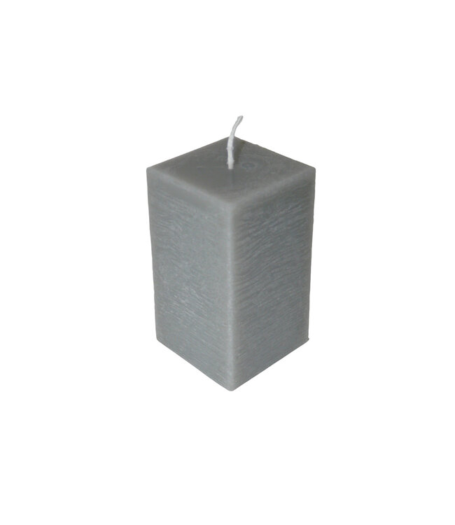 Handmade Grijse vierkante kaars met een rustique uitstraling