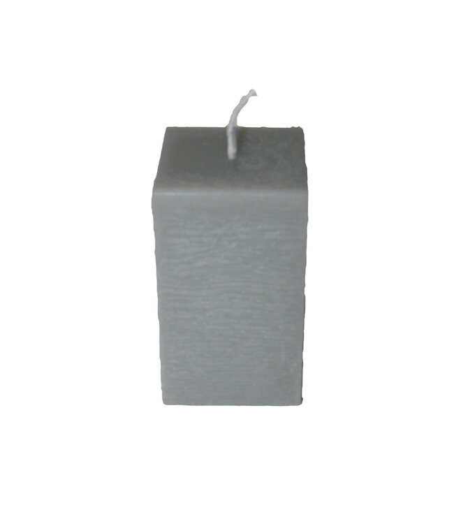 Handmade Grijse vierkante kaars met een rustique uitstraling