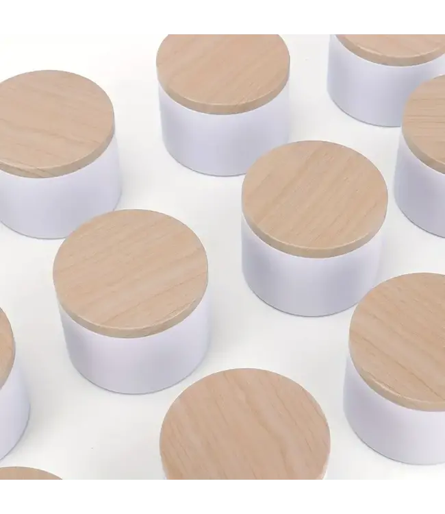 Kaarsen blikken Wit 120 ml incl Houtlook deksel