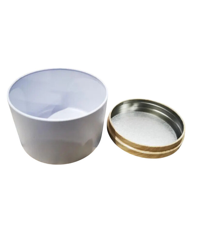 Kaarsen blikken Wit 120 ml incl Houtlook deksel
