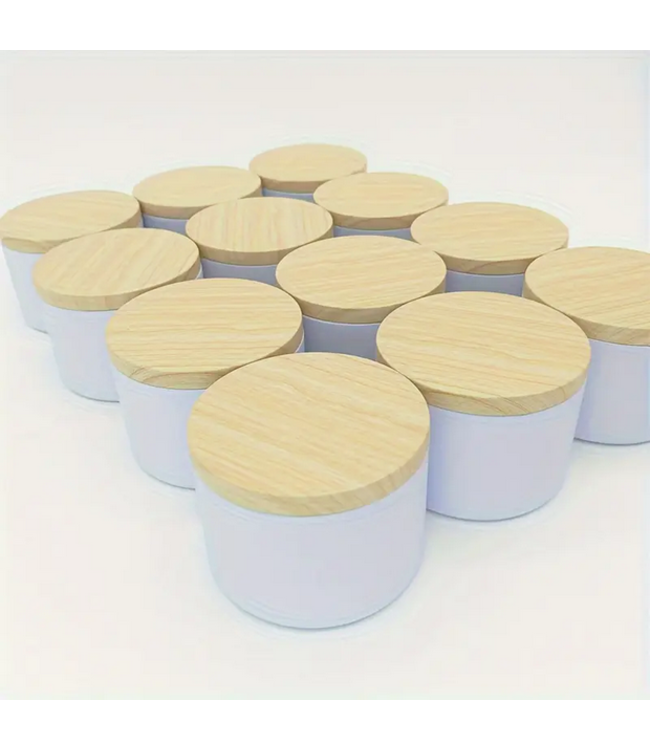 Kaarsen blikken Wit 120 ml incl Houtlook deksel