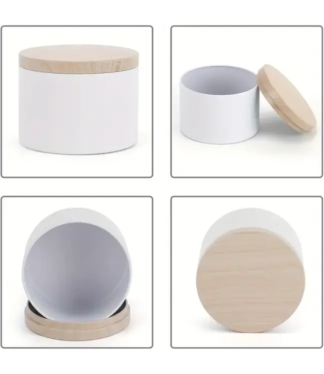 Kaarsen blikken Wit 120 ml incl Houtlook deksel