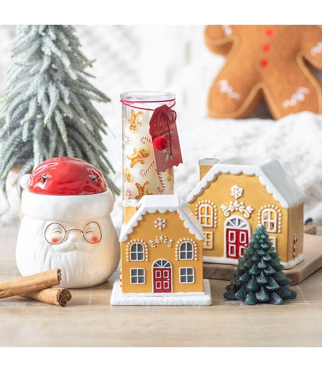 Geurbrander Keramiek Candy Cane Gingerbread House - Kerstcollectie