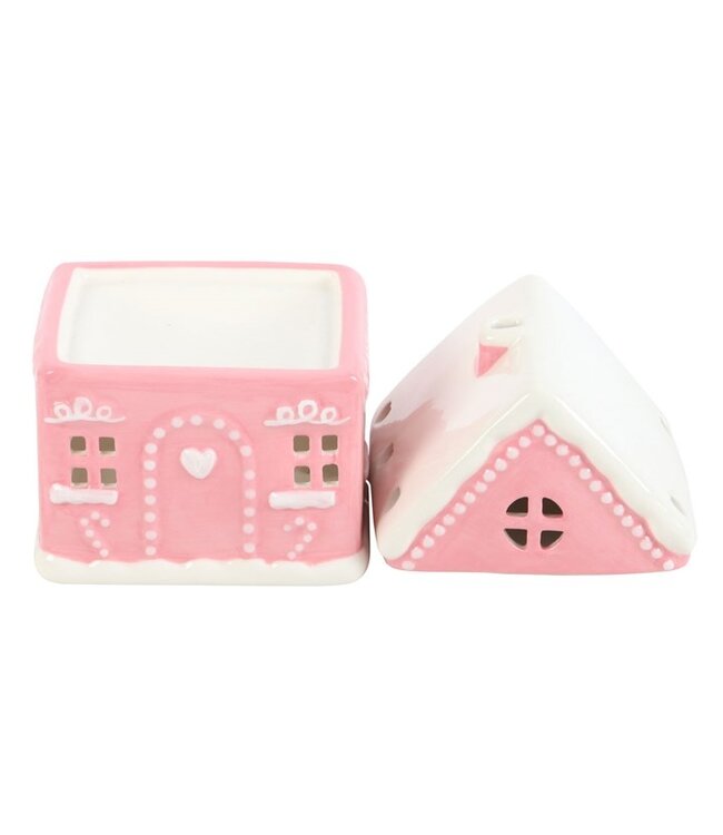 Geurbrander Keramiek Pink Gingerbread House - Kerstcollectie