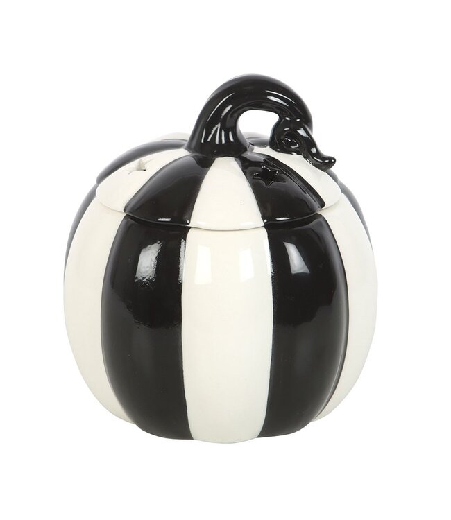 Geurbrander Keramiek Black and White Striped Pumpkin - Fallcollectie