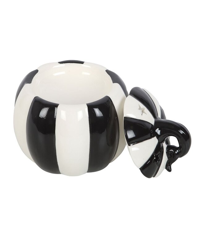 Geurbrander Keramiek Black and White Striped Pumpkin - Fallcollectie