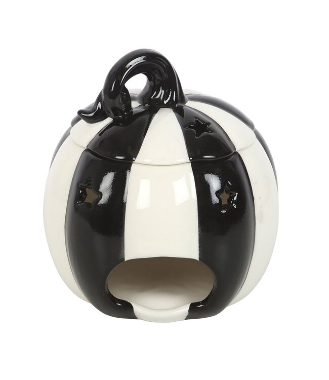 Geurbrander Keramiek Black and White Striped Pumpkin - Fallcollectie