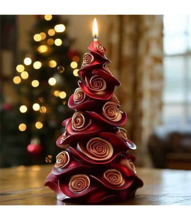 Siliconen kaarsenmal Christmas Tree  Roses 117x75 mm - Kaarsen maken