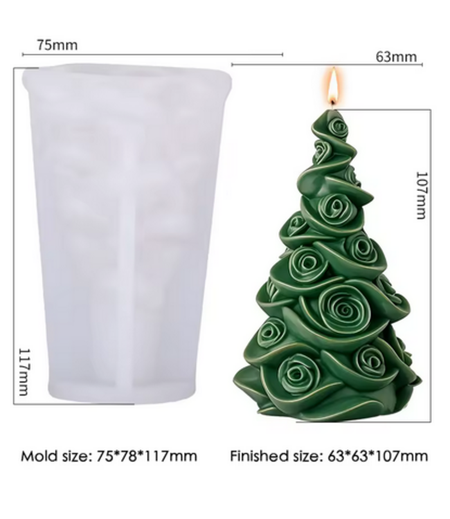 Siliconen kaarsenmal Christmas Tree  Roses 117x75 mm - Kaarsen maken