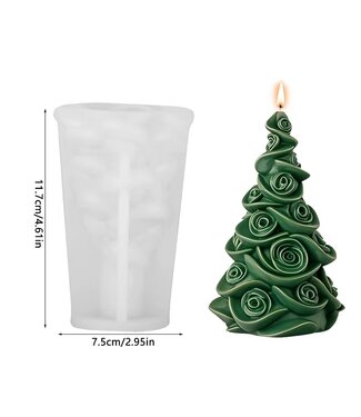 Siliconen kaarsenmal Christmas Tree  Roses 117x75 mm