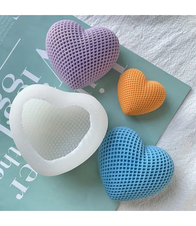 Siliconen kaarsenmal Hart Honingraat Medium 82x75 mm - Kaarsen maken