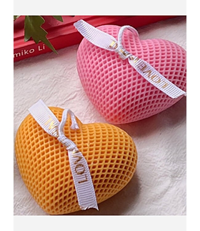 Siliconen kaarsenmal Hart Honingraat Medium 82x75 mm - Kaarsen maken