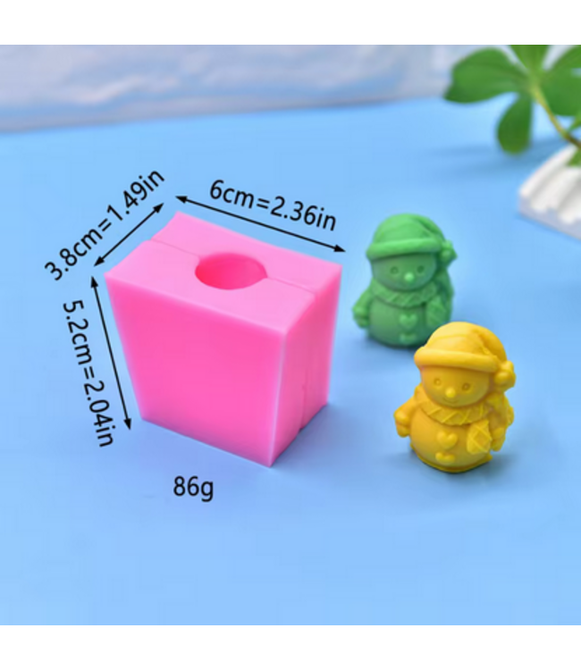 Siliconen Kaarsenmal Mini Snowman 60x52x38 mm- Kaarsen benodigdheden