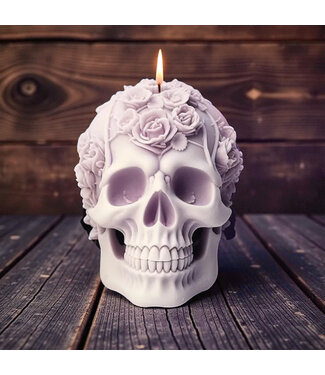 Siliconen kaarsenmal Skull & Roses 95x77 mm