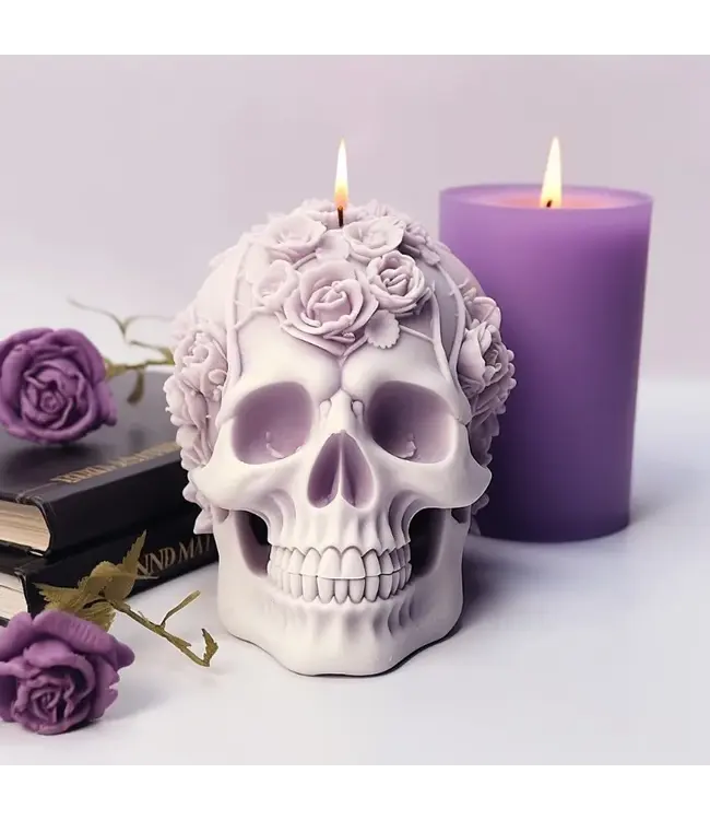 Siliconen kaarsenmal Skull & Roses 95x77 mm - Kaarsen maken