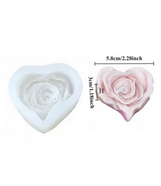 Siliconen kaarsenmal Rose Heart 58x30 mm