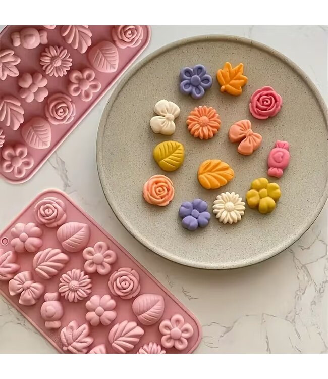 Siliconenmal voor Waxmelts - Flowers & Leaves - Zelf waxmelts maken