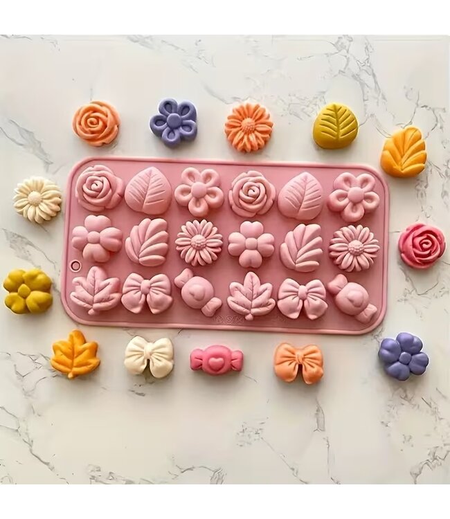 Siliconenmal voor Waxmelts - Flowers & Leaves - Zelf waxmelts maken